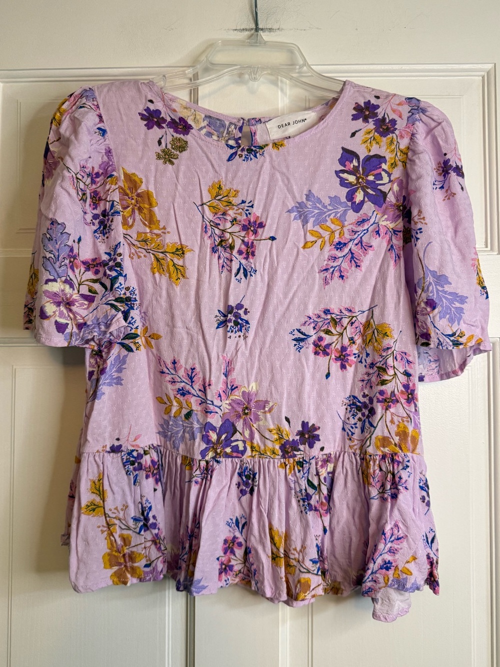 Dear John Lavender Floral Peplum Blouse